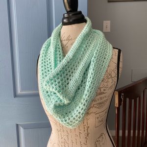 Handmade crochet mint green cow neck infinity scarf